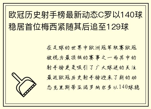 欧冠历史射手榜最新动态C罗以140球稳居首位梅西紧随其后追至129球
